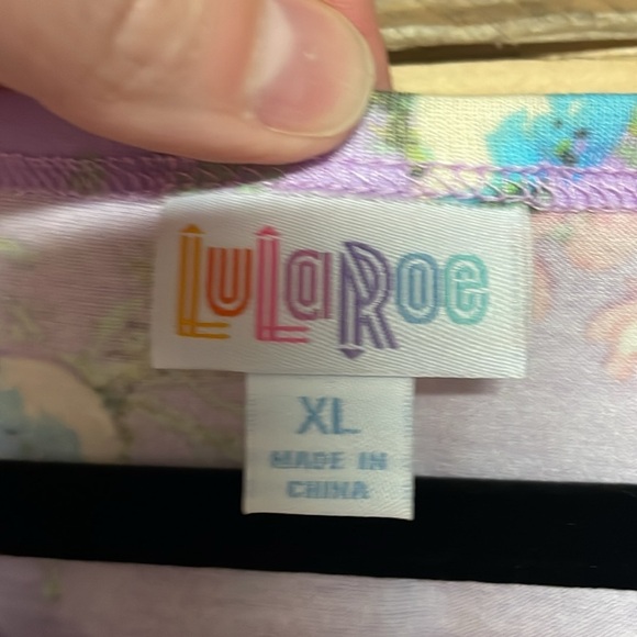 LuLaRoe size XL Lavender with Floral and Blue Jays Julia Soft Fitted Midi Dress - Picture 2 of 6